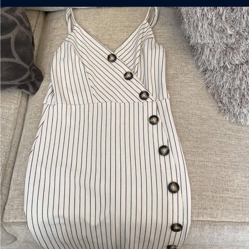 White with black strip dress